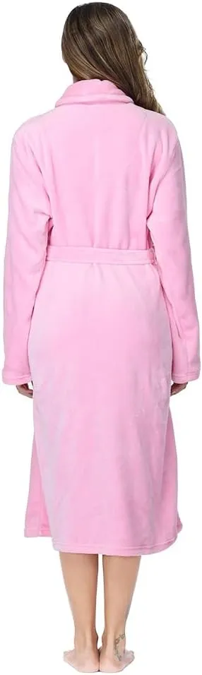 RONGTAI Womens Bathrobe Ladies Fleece Plush Warm Long Robes Fleece Nightgown Sleepwear