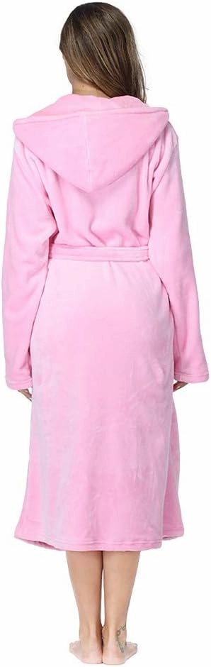 RONGTAI Womens Robes Plush Fleece Hooded Bathrobe Thick Nightgown with Pockets Fluffy Sleepwear