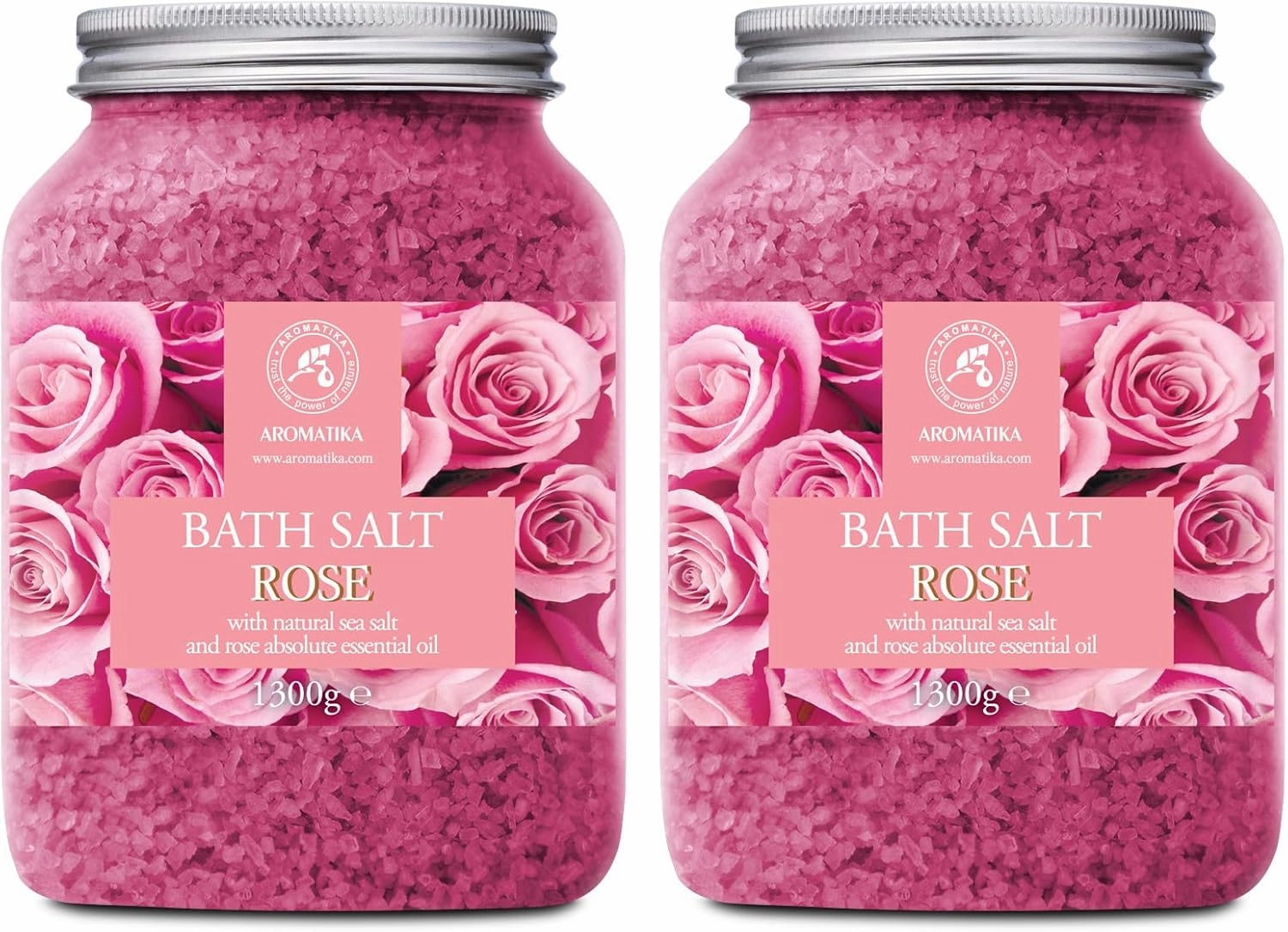 Rose Bath Salts - Set 2x46 Oz - Natural Rosewood Oil & Rose Extract - Best for Relaxing - Beauty - Bathing - Body Care - Wellness - Relax - Aromatherapy - Spa