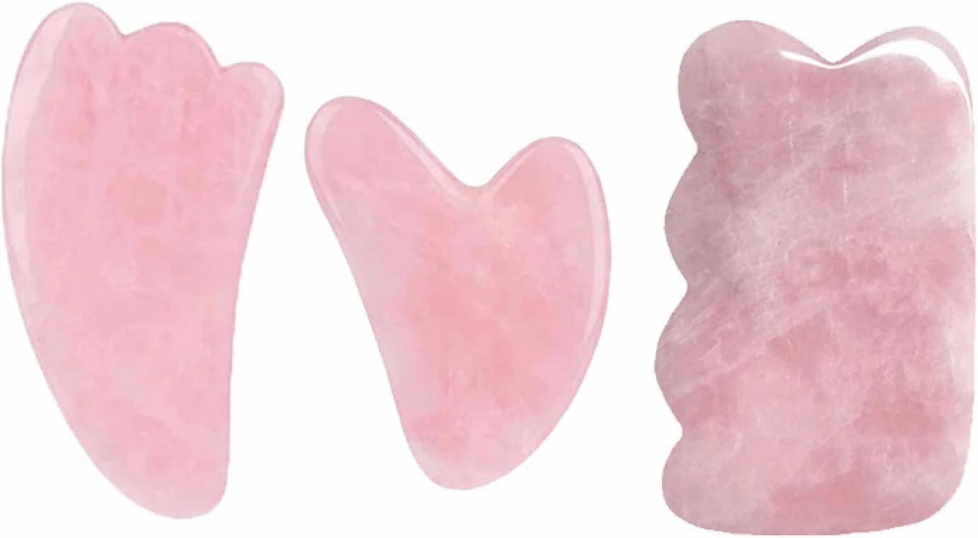 Rose Quartz Face Roller And Gua Sha Set Natural Jade Gouache Scraper Gua Sha Massage Quartz Roller Facial Lifting Massage Tool,type 15