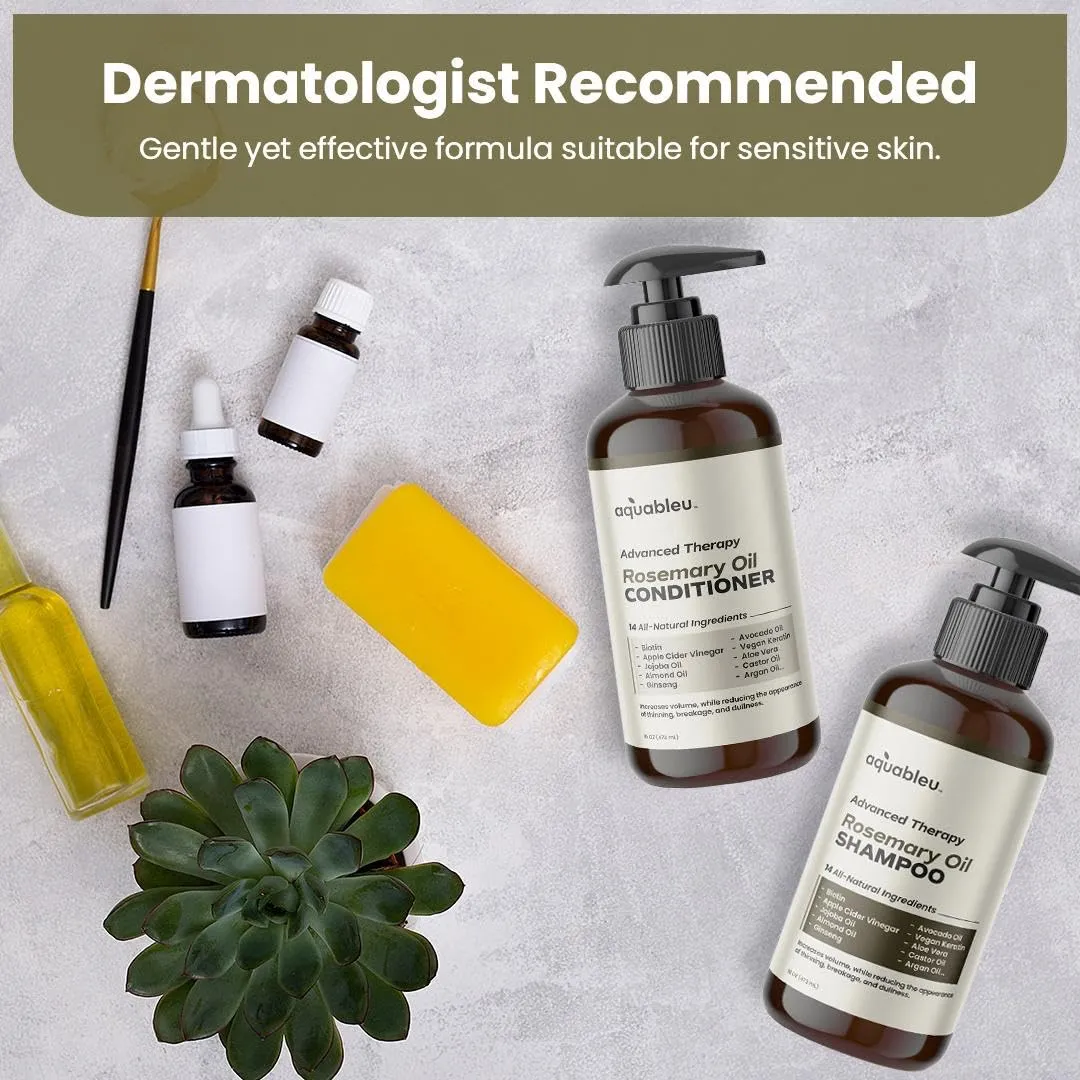 Rosemary Oil Shampoo & Conditioner Set with Advance Therapy Anti-Thinning - Infused with 14 All-Natural Ingredients for Volume, Strength, Thickness, and Dullness Reduction (16oz)