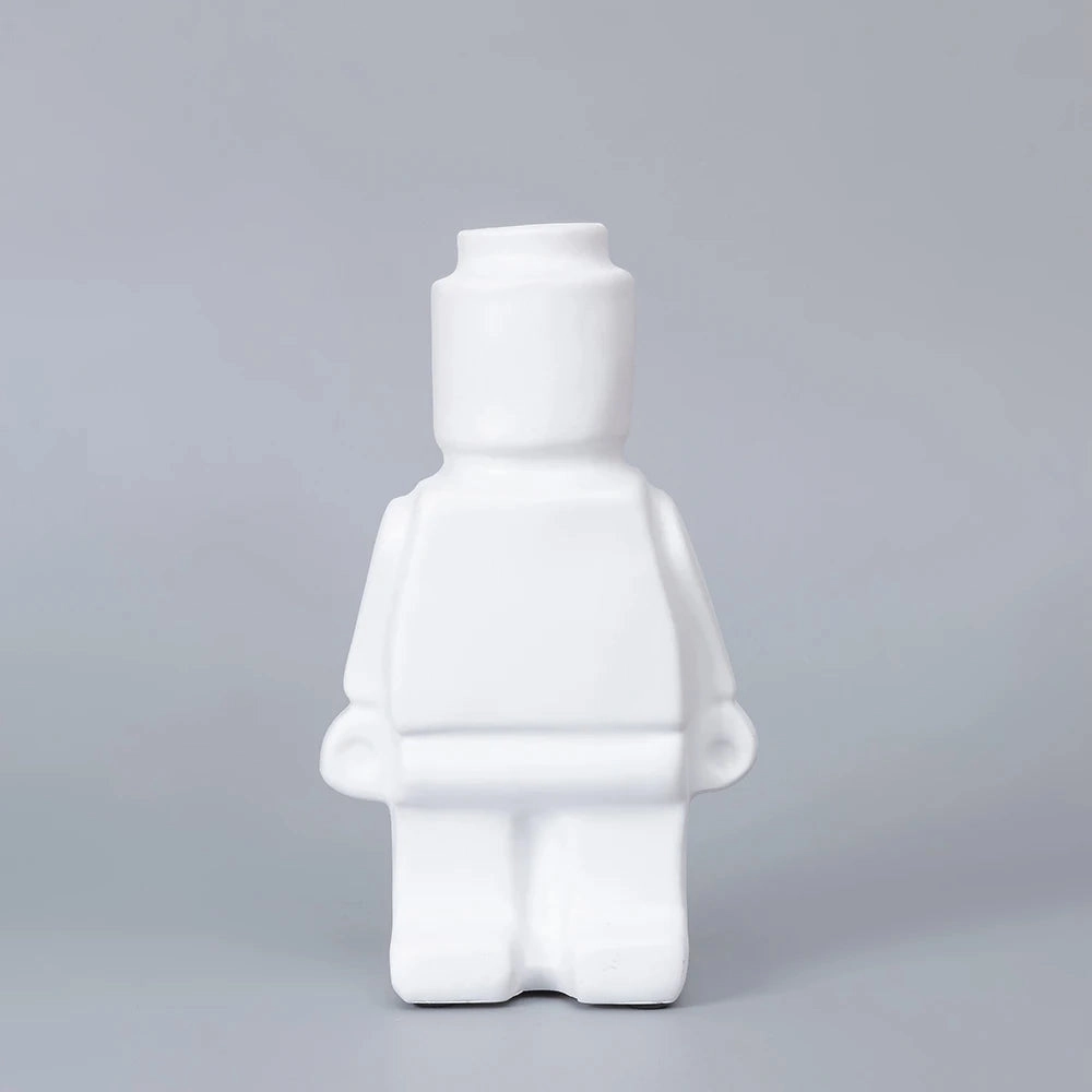 Royelux Nordic Ceramic Robot Vase - Playful Modern Decor