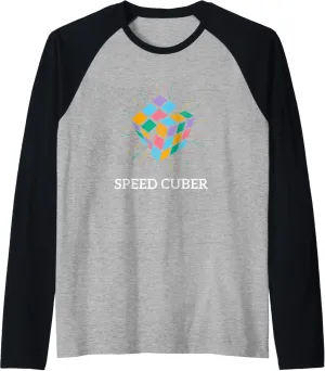 Rubiks Cube Speed Cuber 80's Vintage 3x3 Cube Game Puzzle Raglan Baseball Tee
