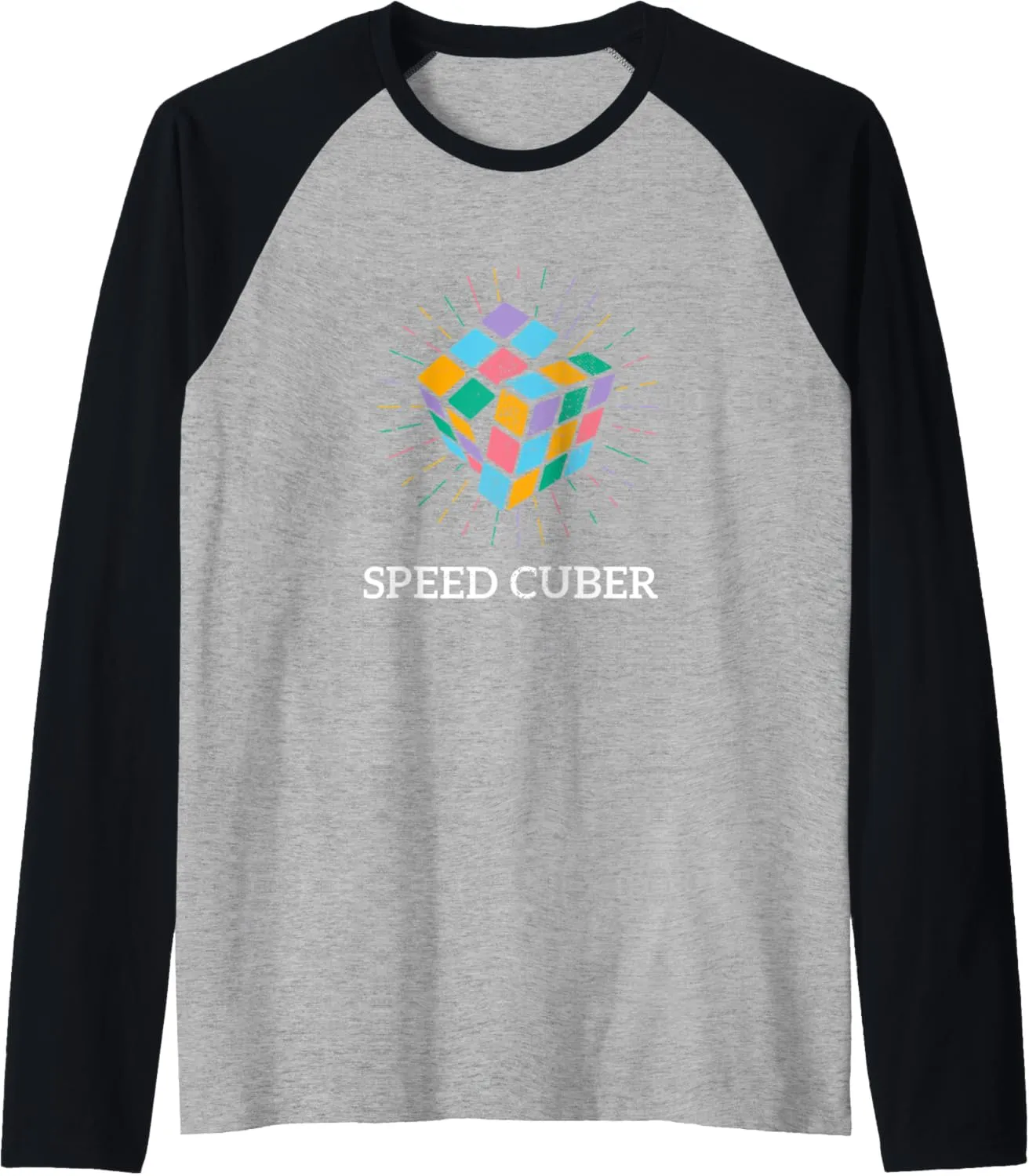 Rubiks Cube Speed Cuber 80's Vintage 3x3 Cube Game Puzzle Raglan Baseball Tee