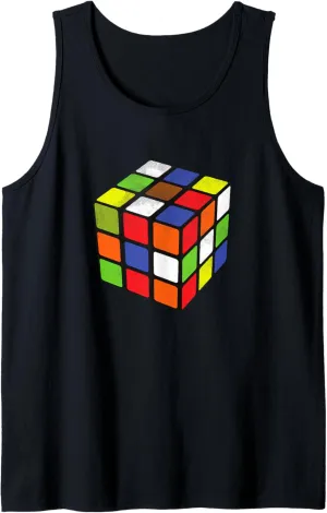 Rubiks Cuber Speed Cubing 80's Vintage 3x3 Cube Game Puzzle Tank Top