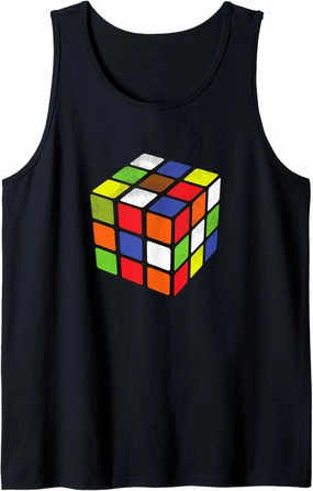 Rubiks Cuber Speed Cubing 80's Vintage 3x3 Cube Game Puzzle Tank Top
