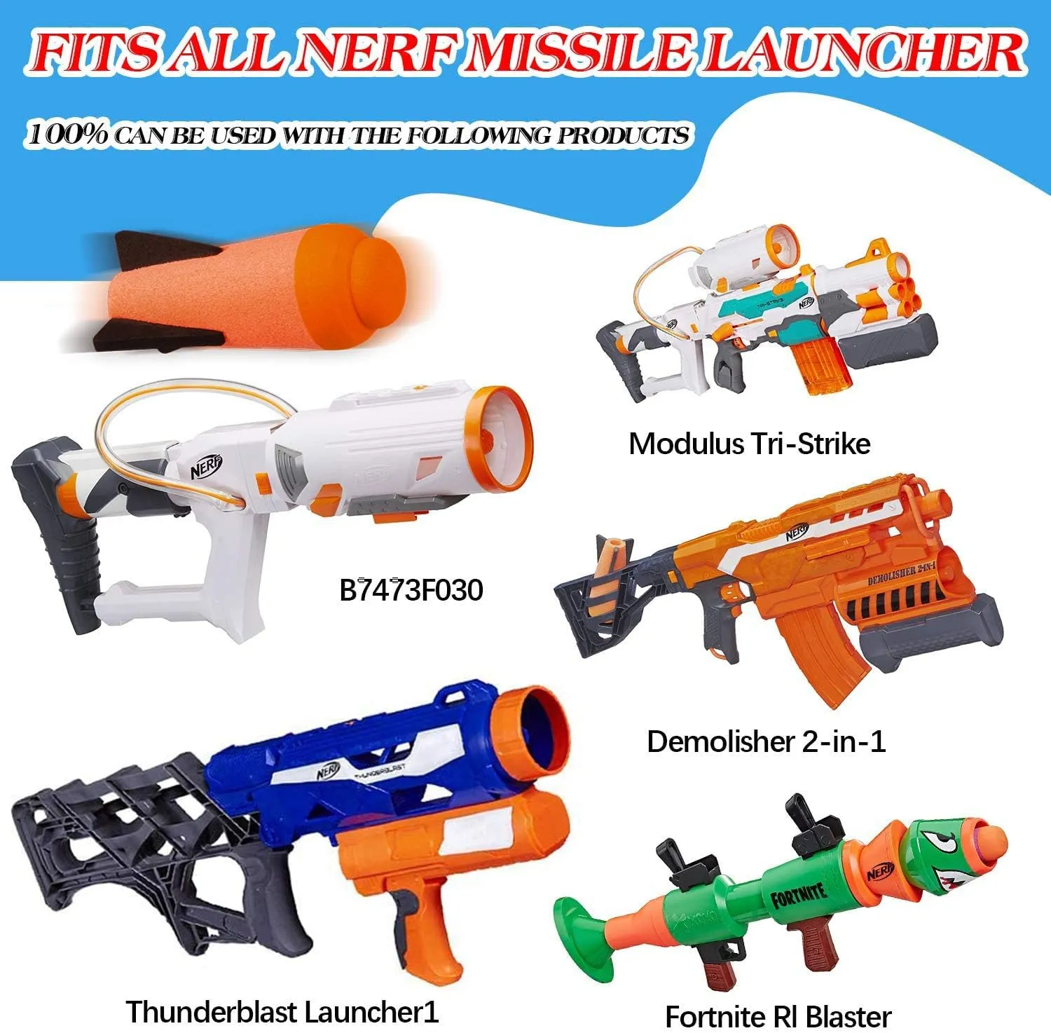 Ruibytree 6 Packs Mega Missile Refill for Nerf N-Strike Elite Series, Compatible Darts Mega Missile Refill Bullets Foam Rockets for Nerf Party