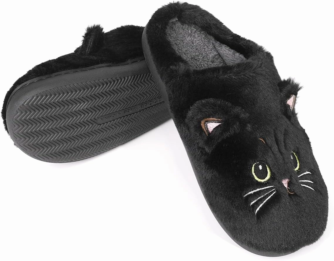 Rungion Cute Cat Sheep House Slippers for Women Men Fluffy Plush Slippers Cozy Soft Memory Foam Indoor Shoes Non-slip Winter