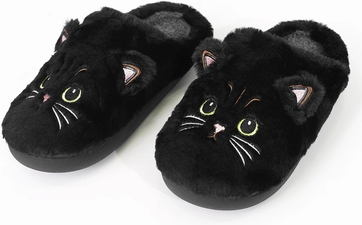 Rungion Cute Cat Sheep House Slippers for Women Men Fluffy Plush Slippers Cozy Soft Memory Foam Indoor Shoes Non-slip Winter