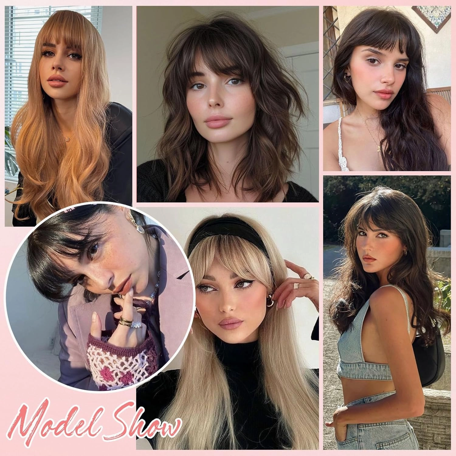 S-noilite Hair Toppers for Women with Bangs Real Human Hair 360° 3D Cover Clip in Bangs 2X6 Coverage Clip in Hairpiece for Women with Thinning Hairline 14Inch(Dark Brown)