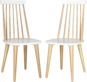 Safavieh American Homes Collection Burris Country Farmhouse Natural and White Spindle Side Chair (Set of 2)