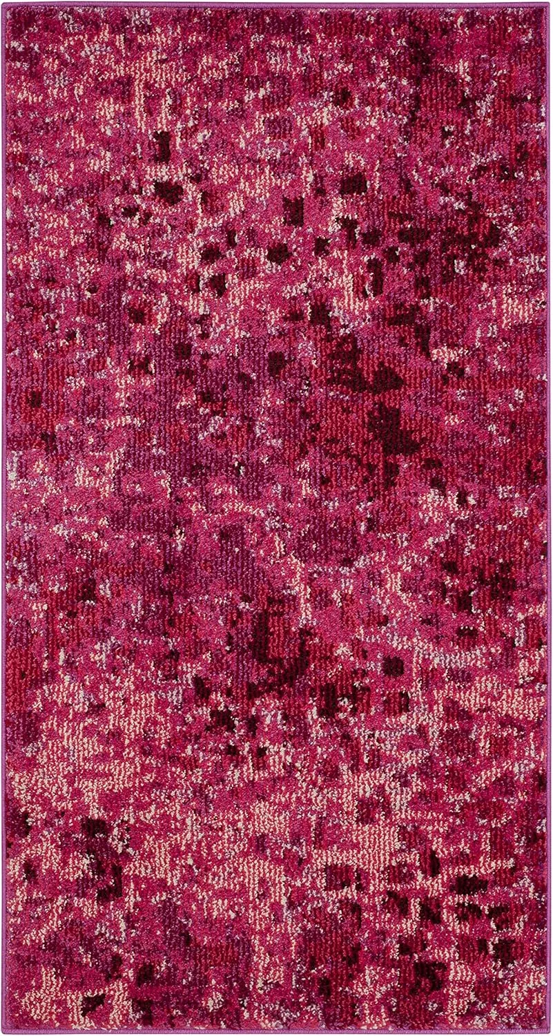 SAFAVIEH Monaco Collection Accent Rug - 2'2" x 4', Fuchsia, Boho Chic Abstract Watercolor Design, Non-Shedding & Easy Care, Ideal for High Traffic Areas in Entryway, Living Room, Bedroom (MNC225F)