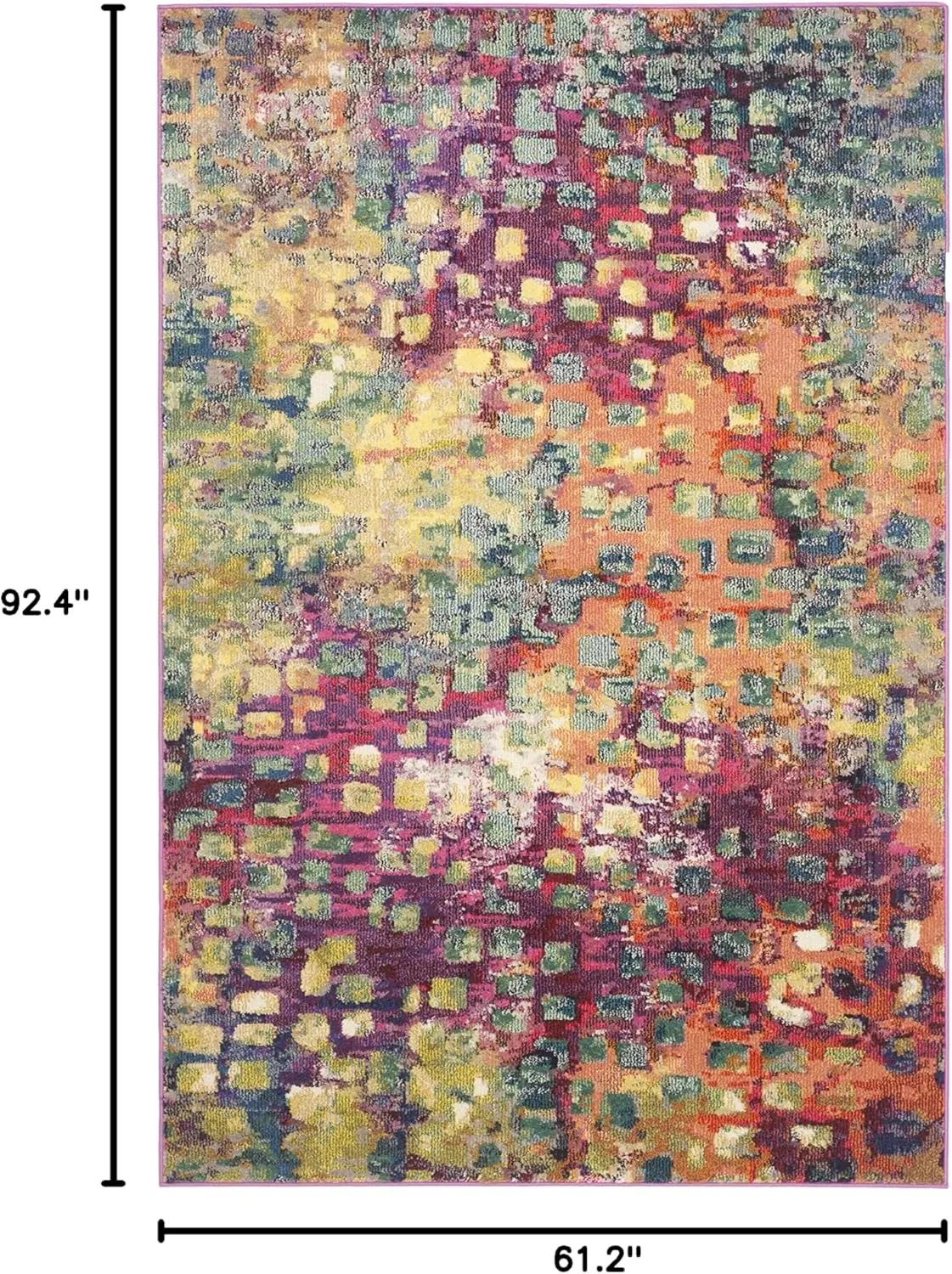 SAFAVIEH Monaco Collection Area Rug - 5'1" x 7'7", Pink & Multi, Boho Chic Abstract Watercolor Design, Non-Shedding & Easy Care, Ideal for High Traffic Areas in Living Room, Bedroom (MNC225D)