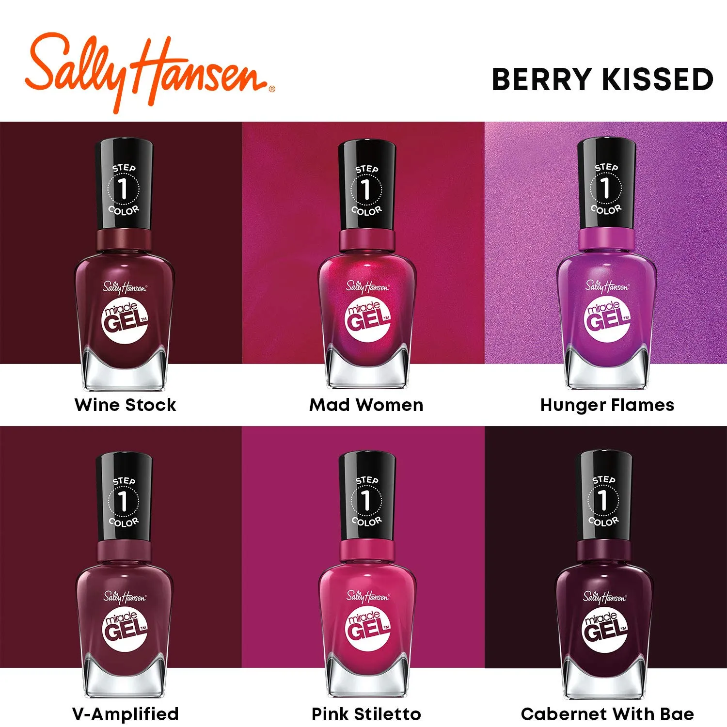 Sally Hansen Miracle Gel™, Bordeaux Glow and Shiny Top Coat Duo, Long Lasting, Gel-Like Formula, No UV Lamp Needed, Nail Polish Duo