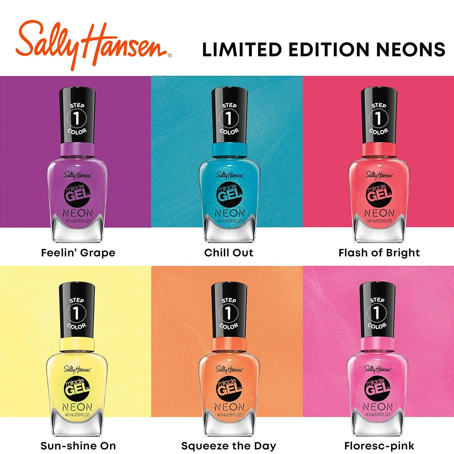 Sally Hansen Miracle Gel™, Electri-Lime, Long Lasting, Gel-Like Formula, No UV Lamp Needed, Green Nail Polish