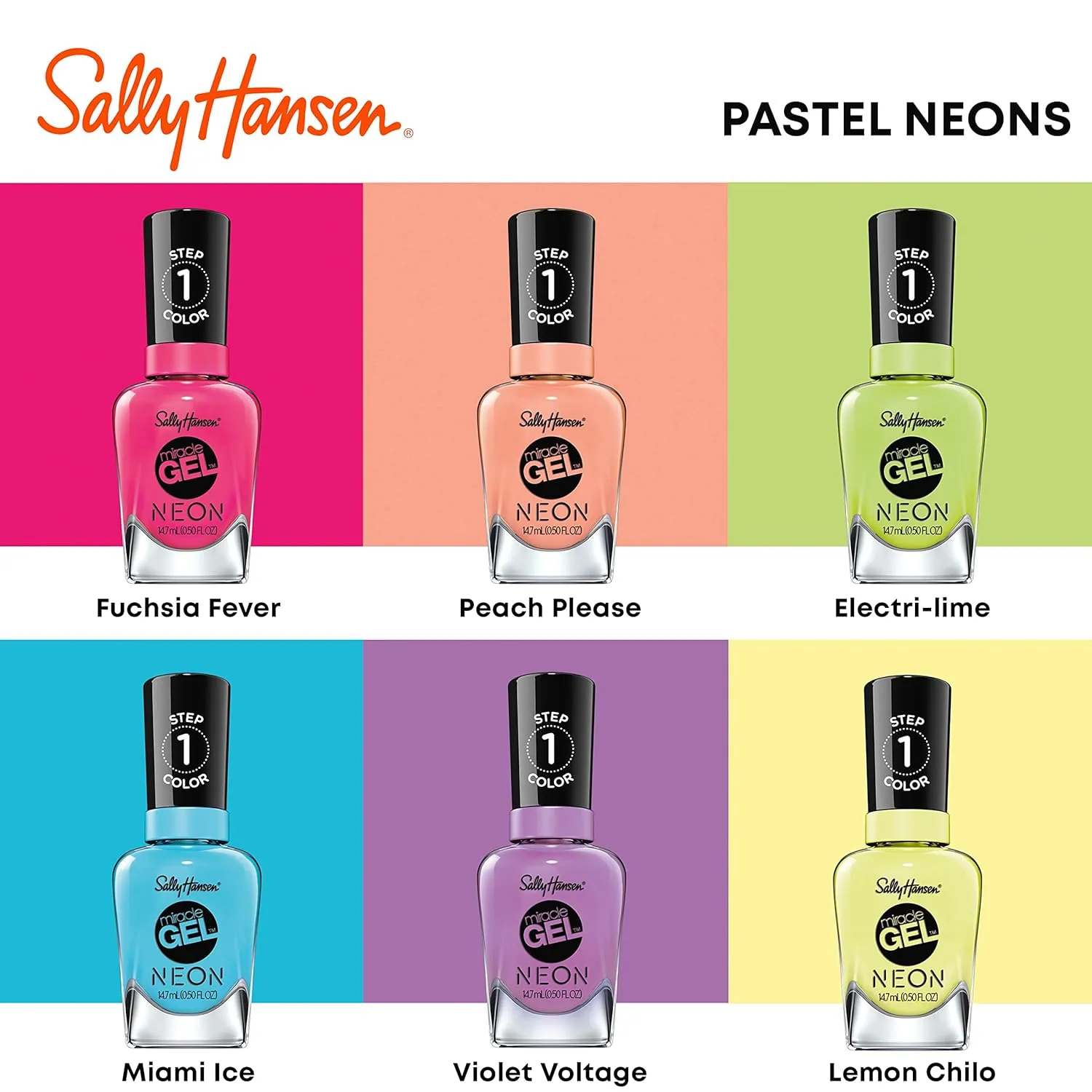 Sally Hansen Miracle Gel™, Electri-Lime, Long Lasting, Gel-Like Formula, No UV Lamp Needed, Green Nail Polish