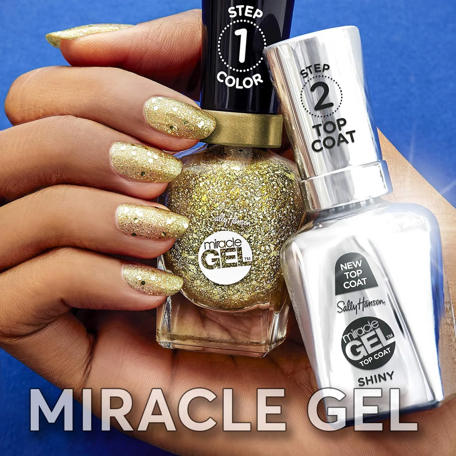 Sally Hansen Miracle Gel™, Get Mod and Shiny Top Coat Duo, Long Lasting, Gel-Like Formula, No UV Lamp Needed, Nail Polish Duo
