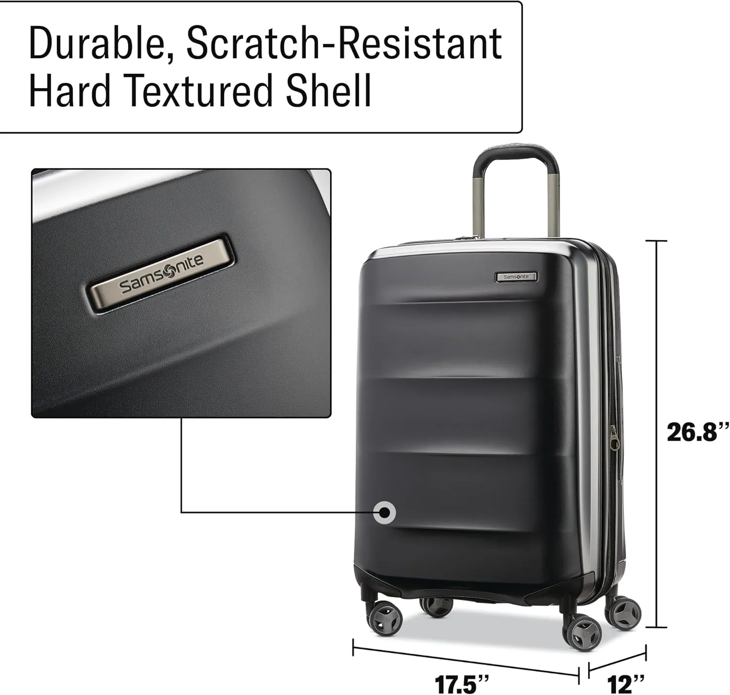 Samsonite Octiv Lightweight Hardshell 24-Inch Medium Checked Luggage -Durable Impact Resistant, 360° Aero Trac Spinner Wheels, Adjustable Telescopic Handle, Expandable, TSA Approved Lock - Black