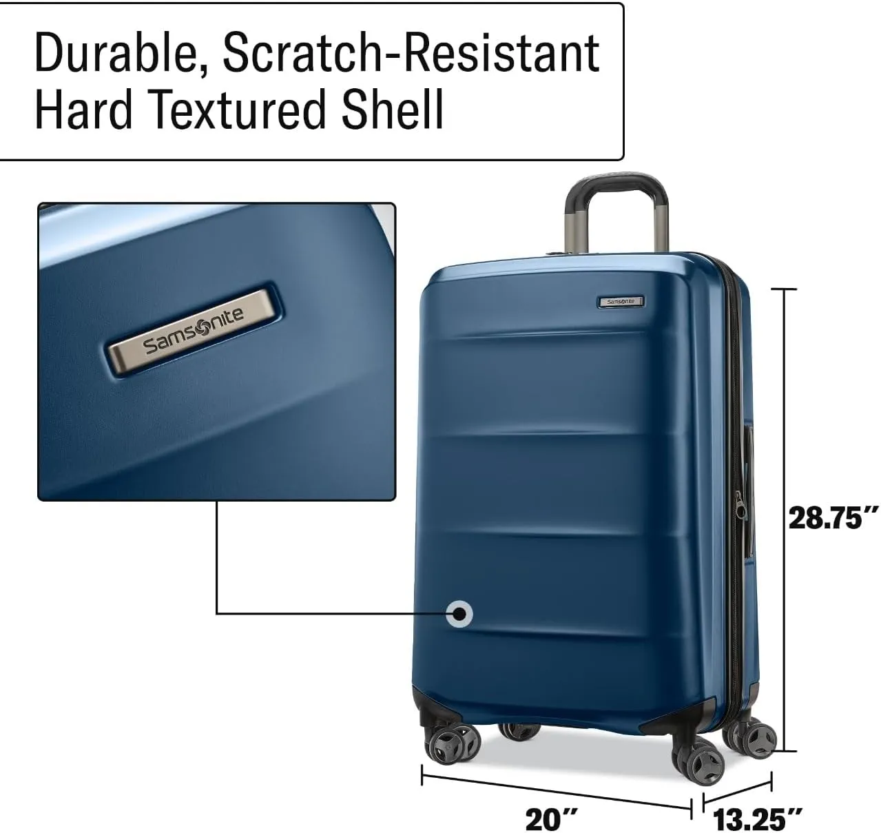 Samsonite Octiv Lightweight Hardshell 28-Inch Large Checked Luggage - Durable & Impact Resistant, 360° Aero Trac Spinner Wheels, Adjustable Telescopic Handle, Expandable, TSA Approved Lock - Blue