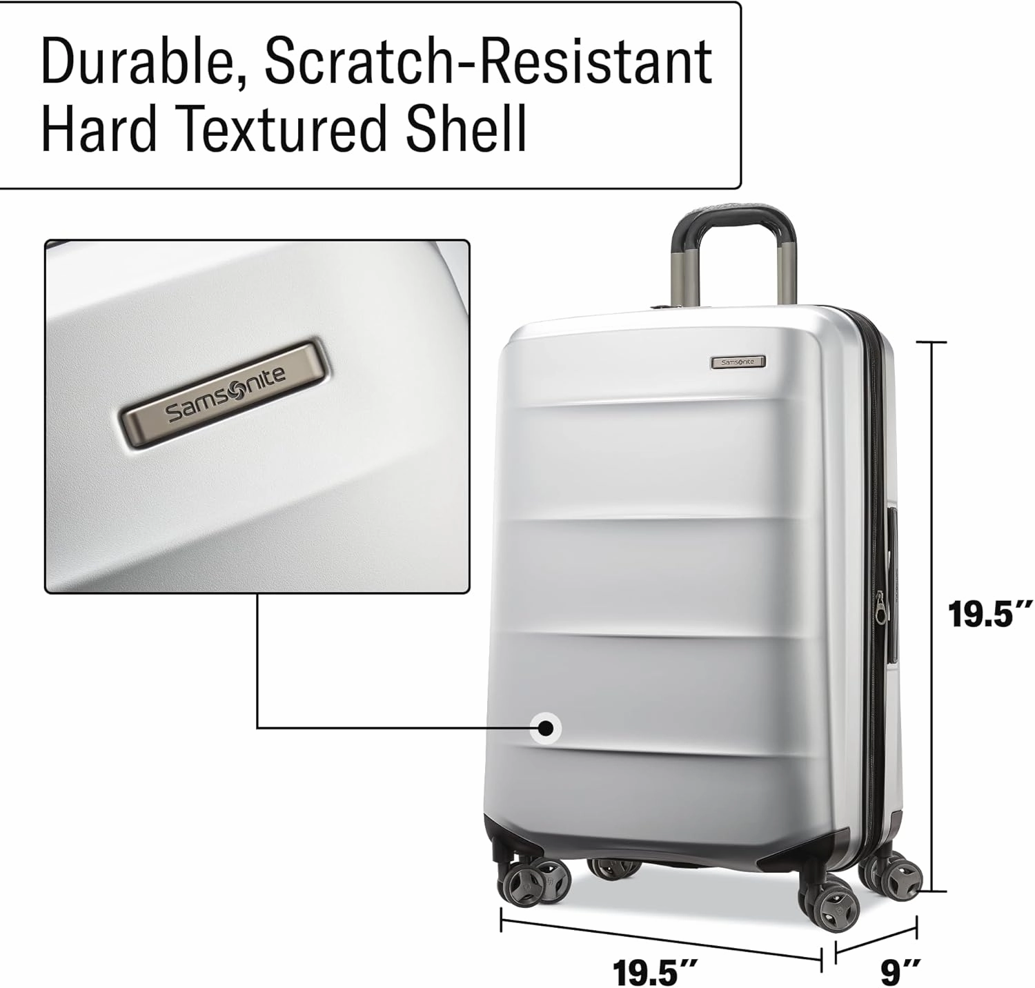 Samsonite Octiv Lightweight Hardshell 20-Inch Carry-On Luggage- Durable & Impact Resistant, 360° Aero Trac Spinner Wheels, Adjustable Telescopic Handle, Expandable Suitcase, TSA Approved Lock - Silver