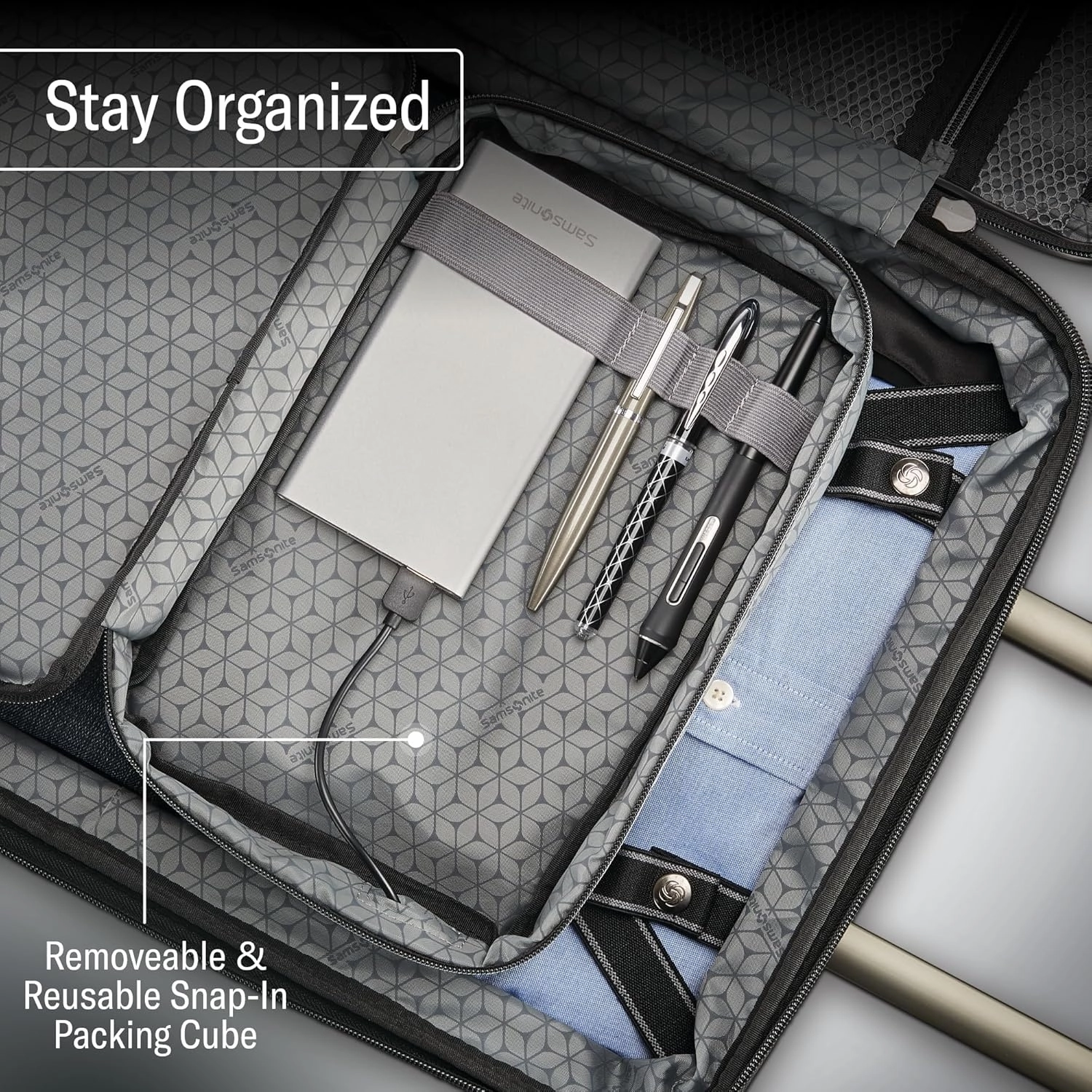 Samsonite Octiv Lightweight Hardshell 24-Inch Medium Checked Luggage - Durable Impact Resistant, 360° Aero Trac Spinner Wheels, Adjustable Telescopic Handle, Expandable, TSA Approved Lock - Silver