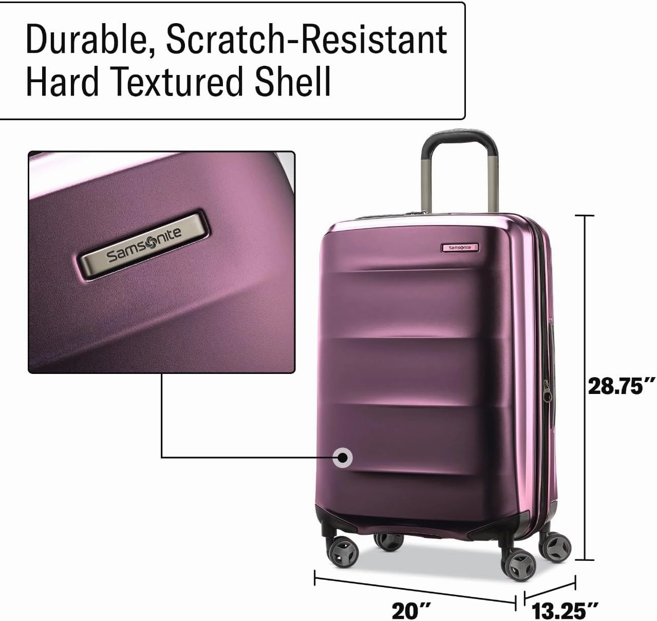 Samsonite Octiv Lightweight Hardshell 28-Inch Large Checked Luggage - Durable & Impact Resistant, 360° Aero Trac Spinner Wheels, Adjustable Telescopic Handle, Expandable, TSA Approved Lock - Purple