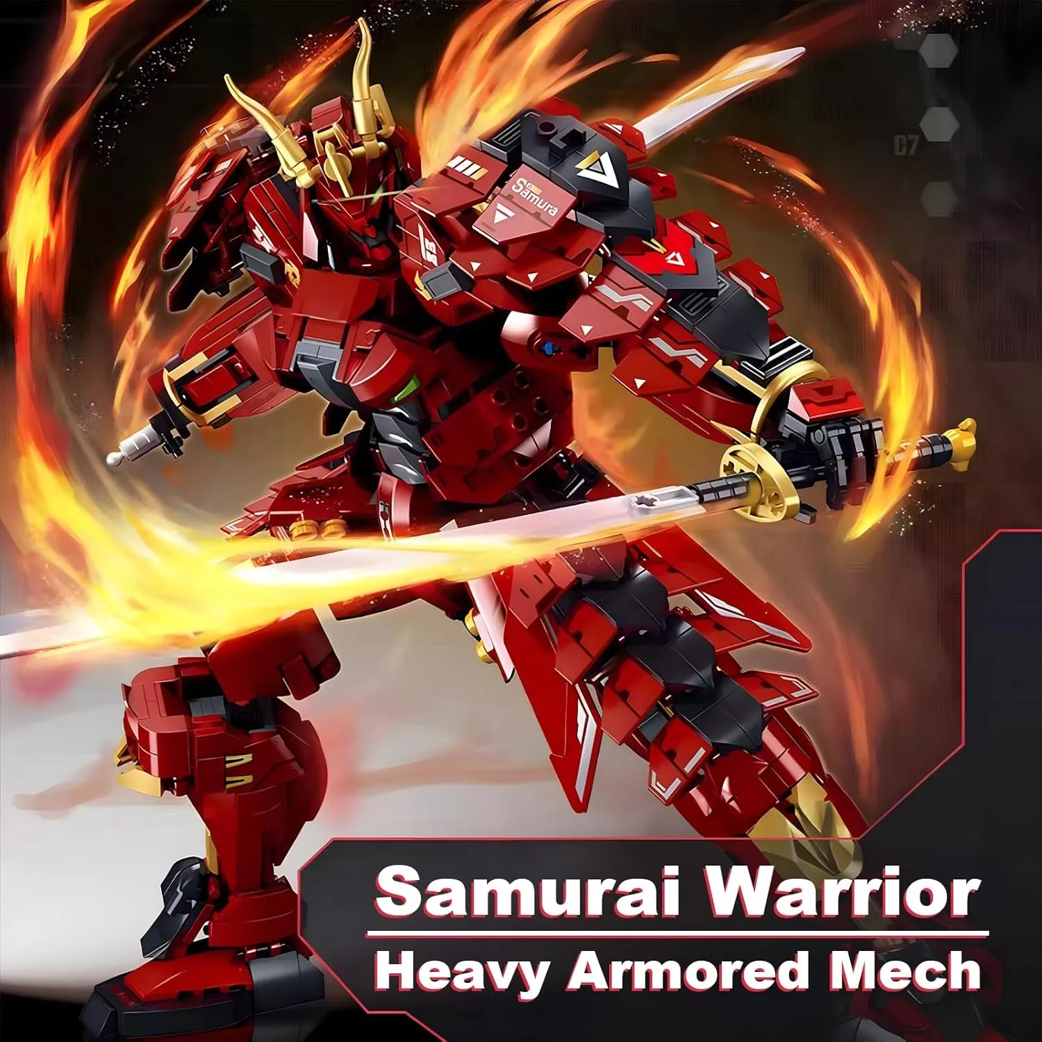 Samurai Mech Warrior Model Building Sets, Double Swords Robot Building Blocks Toy Set, 923 Pieces Creative Collectible Gift for Adults Man Teens Boys 8 