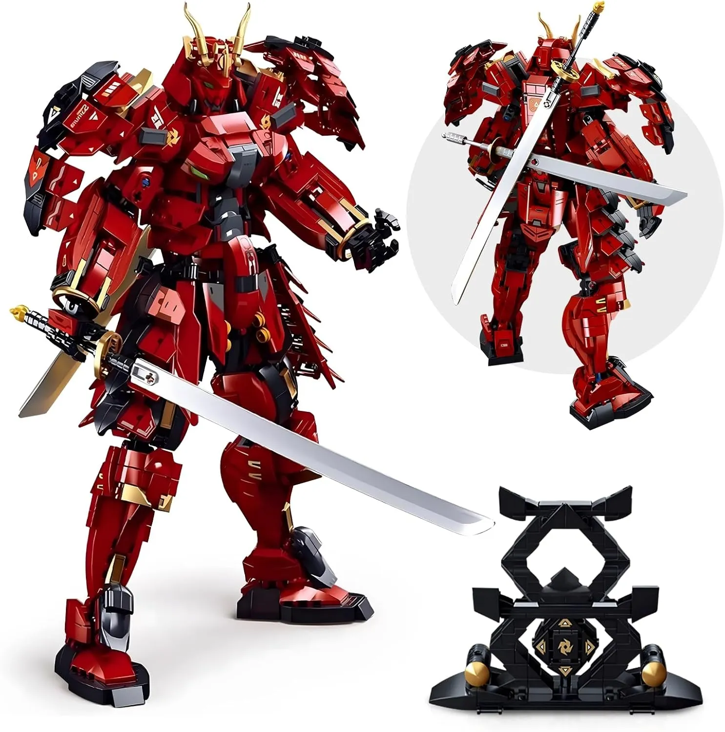 Samurai Mech Warrior Model Building Sets, Double Swords Robot Building Blocks Toy Set, 923 Pieces Creative Collectible Gift for Adults Man Teens Boys 8 