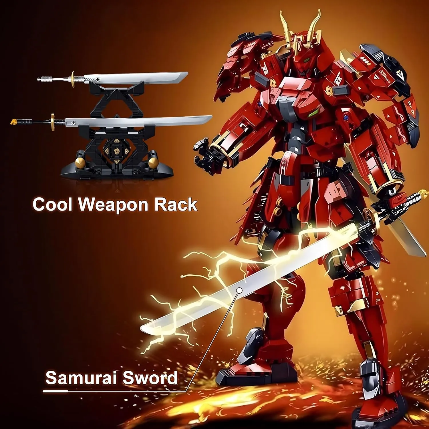 Samurai Mech Warrior Model Building Sets, Double Swords Robot Building Blocks Toy Set, 923 Pieces Creative Collectible Gift for Adults Man Teens Boys 8 