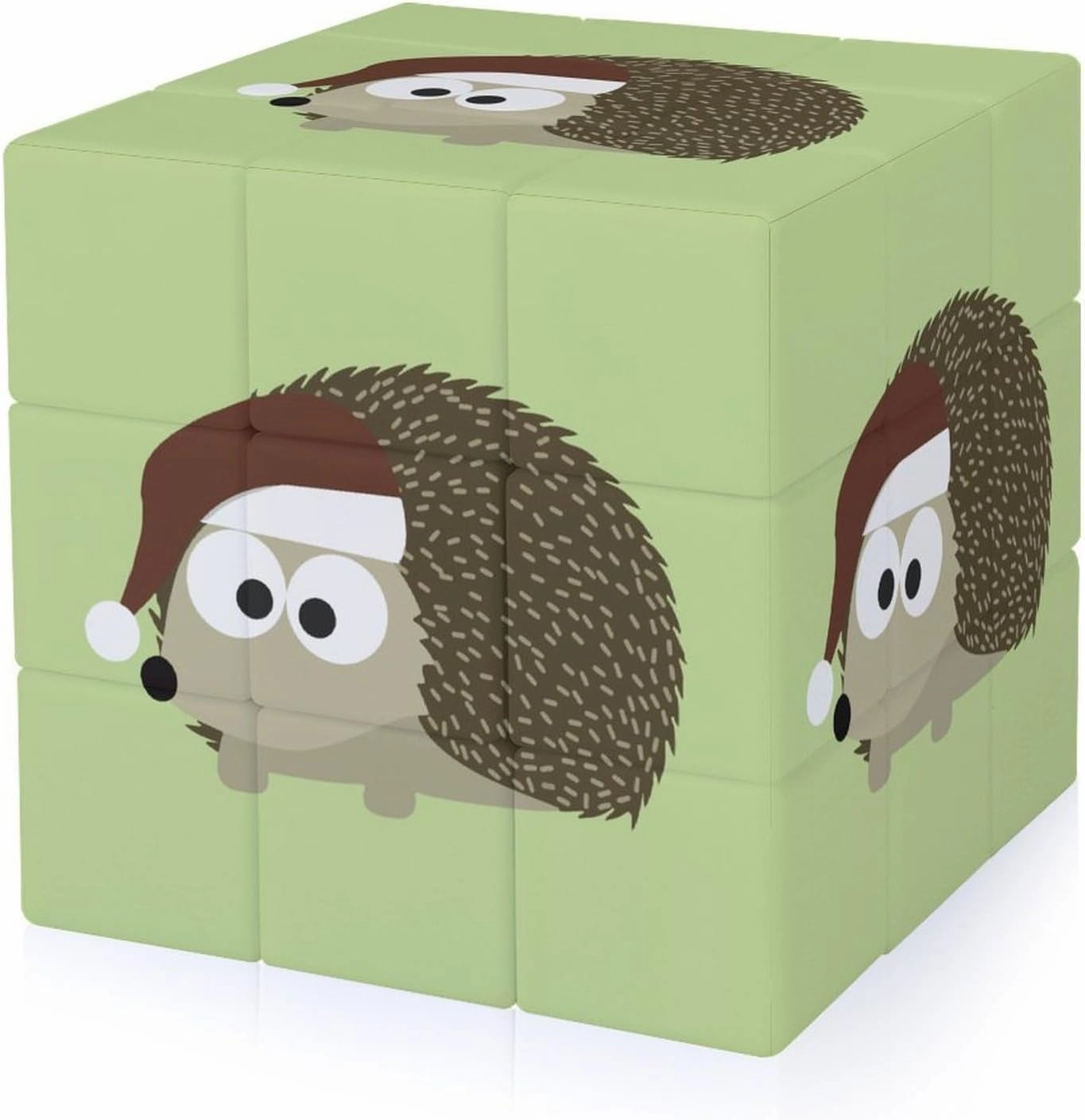 Santa Hedgehog Funny 3x3x3 Cube Smooth Lightweight Puzzle for Adult Graphic Printing Travel