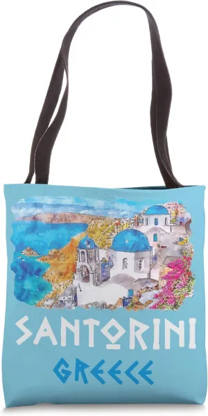 Santorini Greece Painting Souvenir Tote Bag