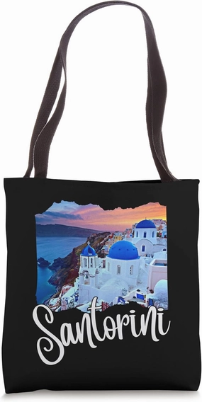 Santorini Greece Painting Travel Souvenir For Men Women Kids Tote Bag