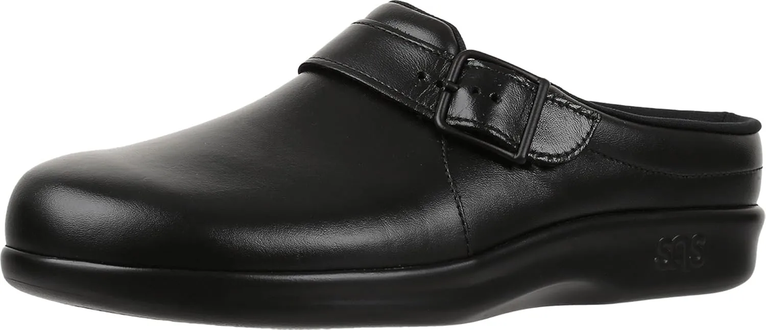SAS Clog Comfort Slip On Women’s Shoes – Leather Upper – Textile Lining – CoolStep™ Footbed – CradleFit™ Heel Black 7 W - Wide (C)