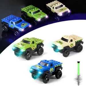 Save Unicorn Tracks Cars Replacement only,Track Cars for Tracks Glow in The Dark, Car Tracks Accessories with 3 Flashing LED Lights, Compatible with Most Car Tracks for Kids (3pack)