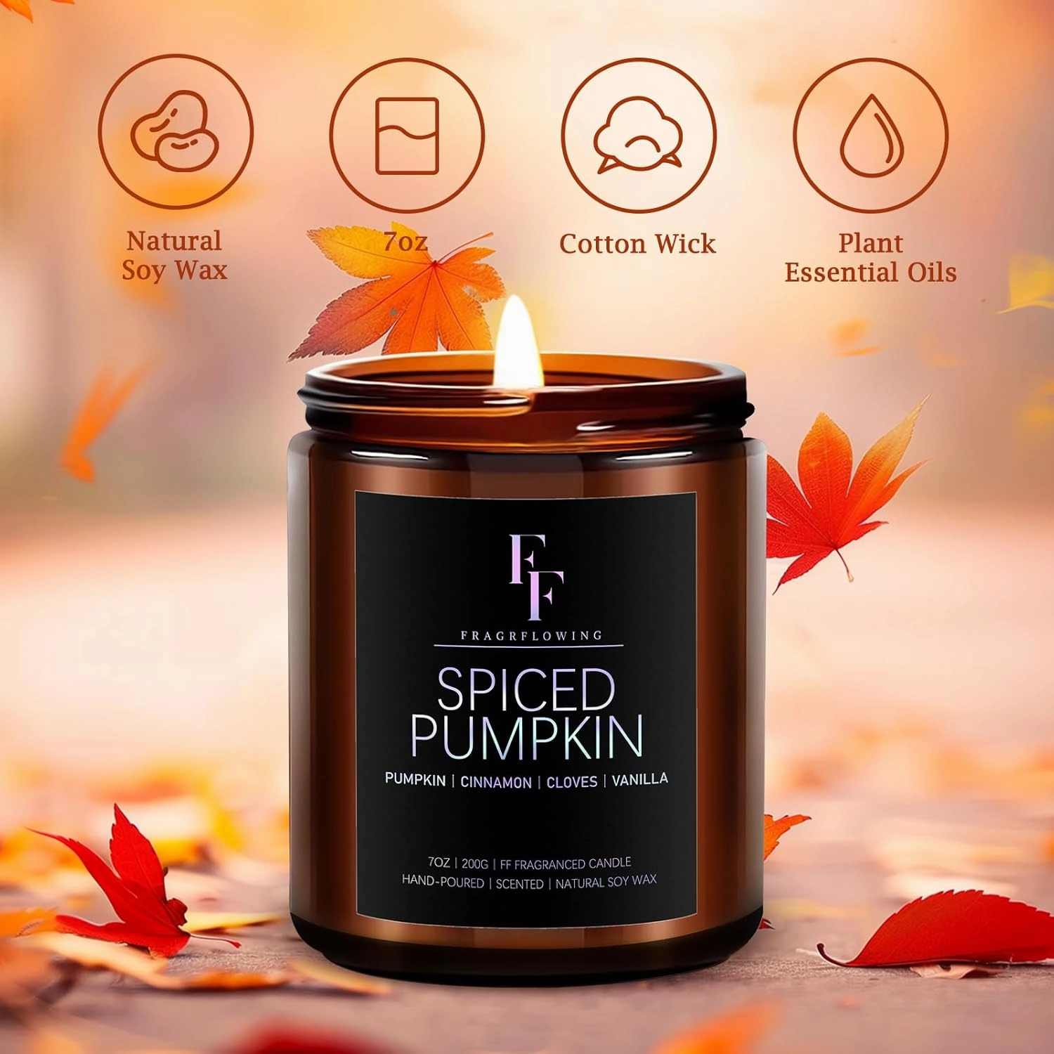 Scented Candles Set, 4 Pack Candles for Home Scented Natural Soy Wax, Holiday Gifts Set for Women Men, Fragrance of Spice/Vanilla Cupcake/Apple Wreath/Hello Fall