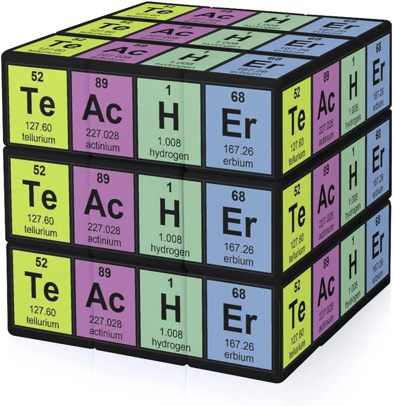 Science Teacher Chemical Elements Funny 3x3x3 Cube Smooth Lightweight Puzzle for Adult Graphic Printing Travel