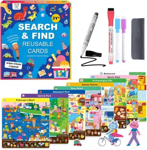 Search and Find Educational Game for Kids 3, 4, 5, 6 Year Olds - Reusable Preschool Learning Activities, Art & Craft Toys | Builds Vocabulary, Gifts for Toddlers, Girls and Boys
