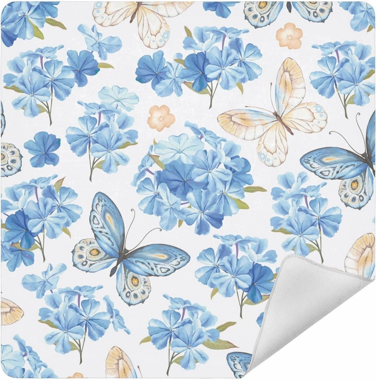 Self-Adhesive Magic Cloth Makeup Bag 21.7 Inch Protective Camera Lens Wrap Multifunctional Magic Storage Cloth Blue Butterfly Flower