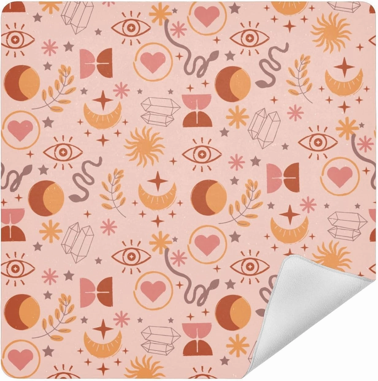 Self-Adhesive Magic Cloth Makeup Bag 21.7 Inch Protective Camera Lens Wrap Multifunctional Magic Storage Cloth Boho Moon Eye Leaves