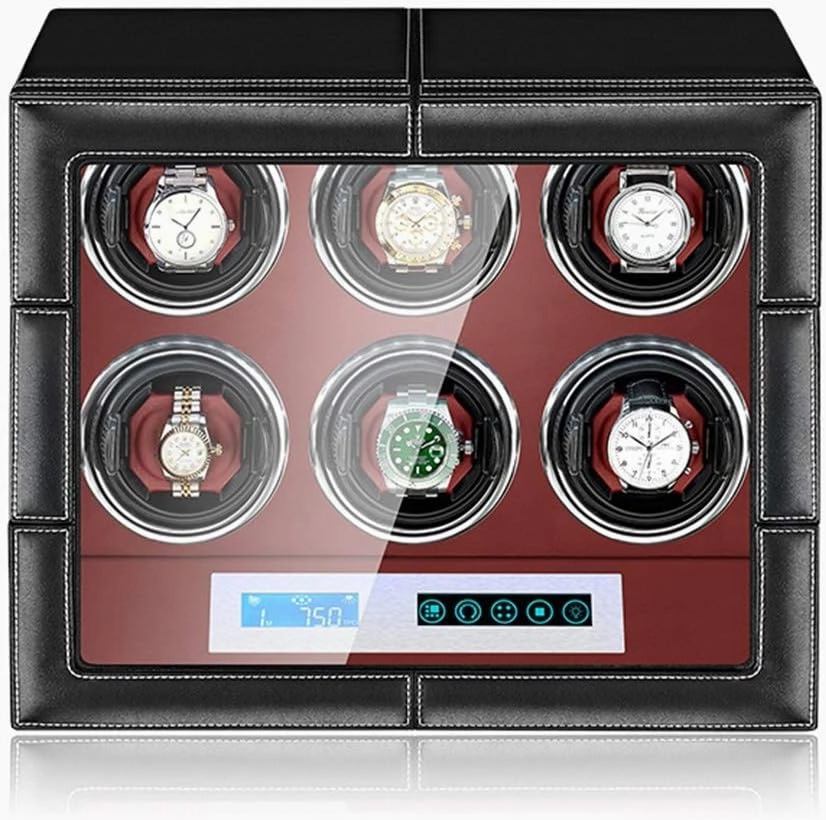 Self Winding Automatic Watch Winder Box with Plug Self-Winding Mechanical Watch Box with Quiet Motor, 15 Adjustable Modes Bedroom