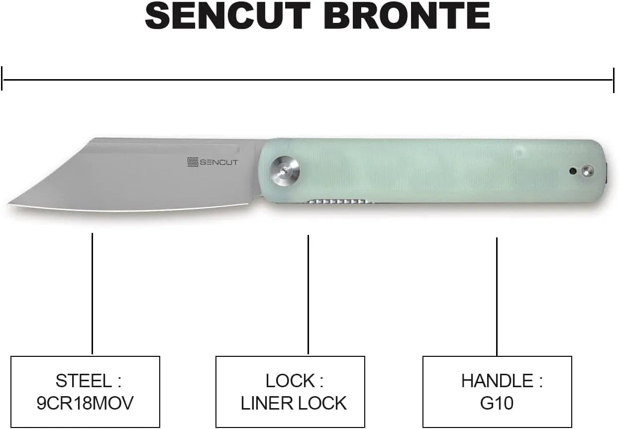 SENCUT Bronte Folding Pocket Knife with Front Flipper Opener, 3.38 Inch Blade Natural G10 Handle SA08C