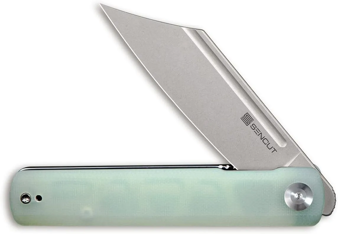 SENCUT Bronte Folding Pocket Knife with Front Flipper Opener, 3.38 Inch Blade Natural G10 Handle SA08C