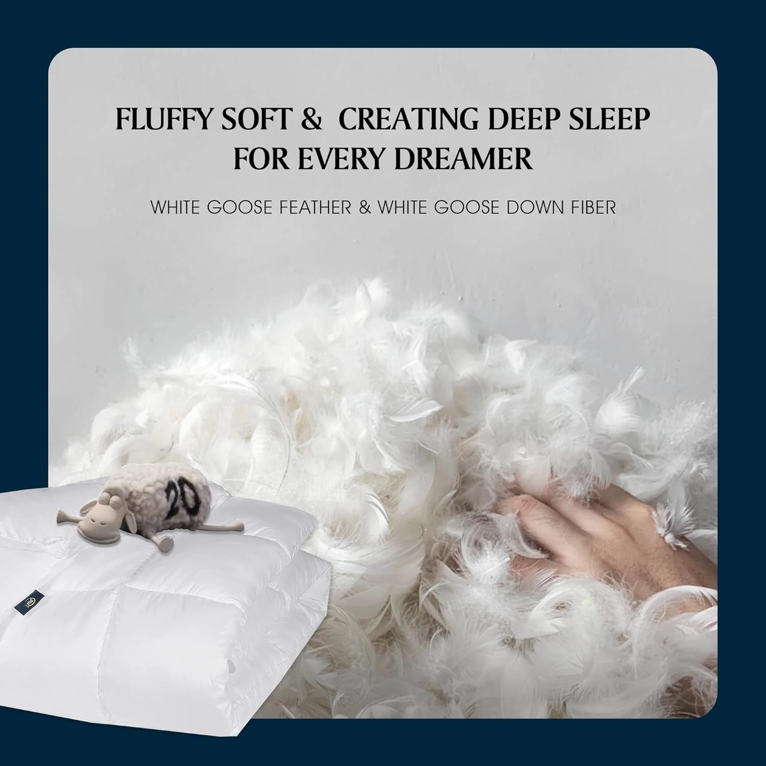 Serta Goose Feather Down Fiber Cotton Comforter Twin Size - 100% Cotton Duvet Insert - Hotel Luxury Hypoallergenic Bedding Comforter All Season Medium Warmth 68 x 90 Inch White