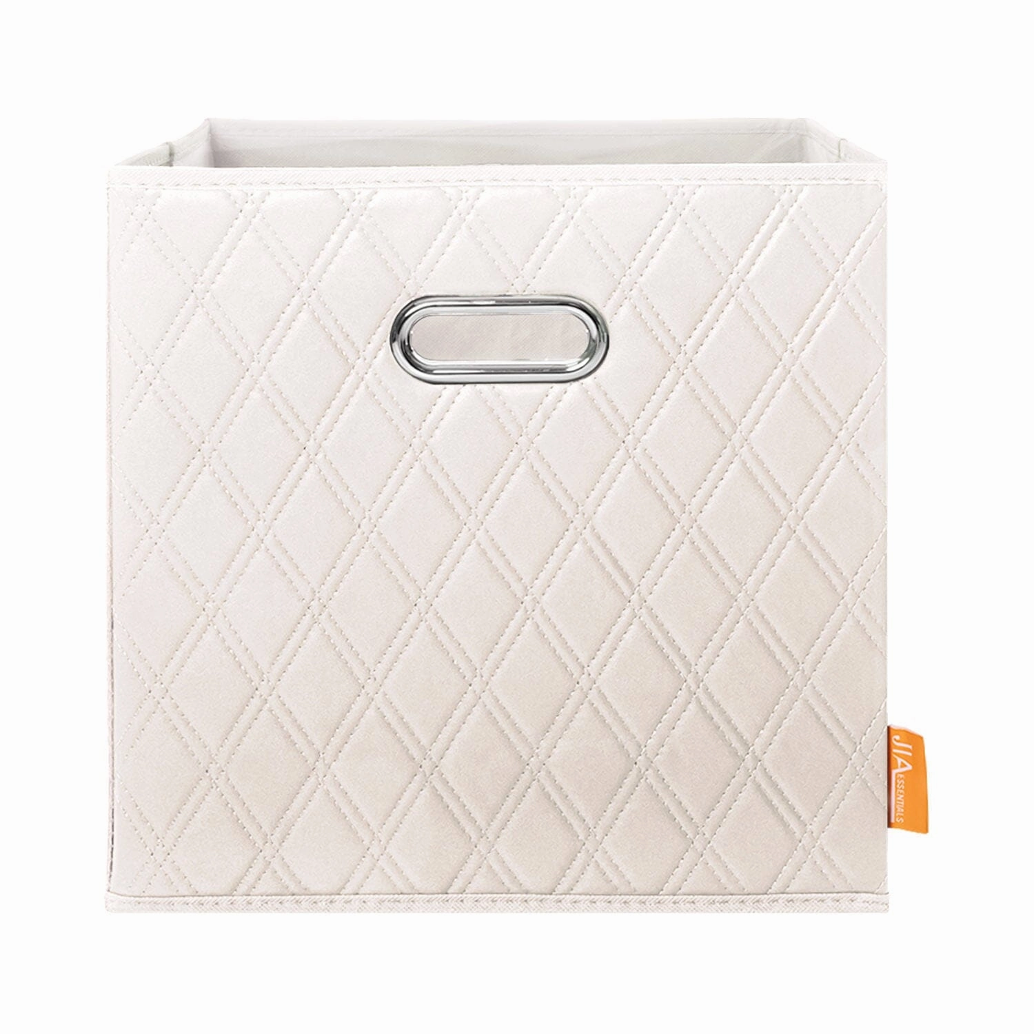Set of 2: 11-13" Foldable Diamond Patterned Faux Leather Storage Cube Bins