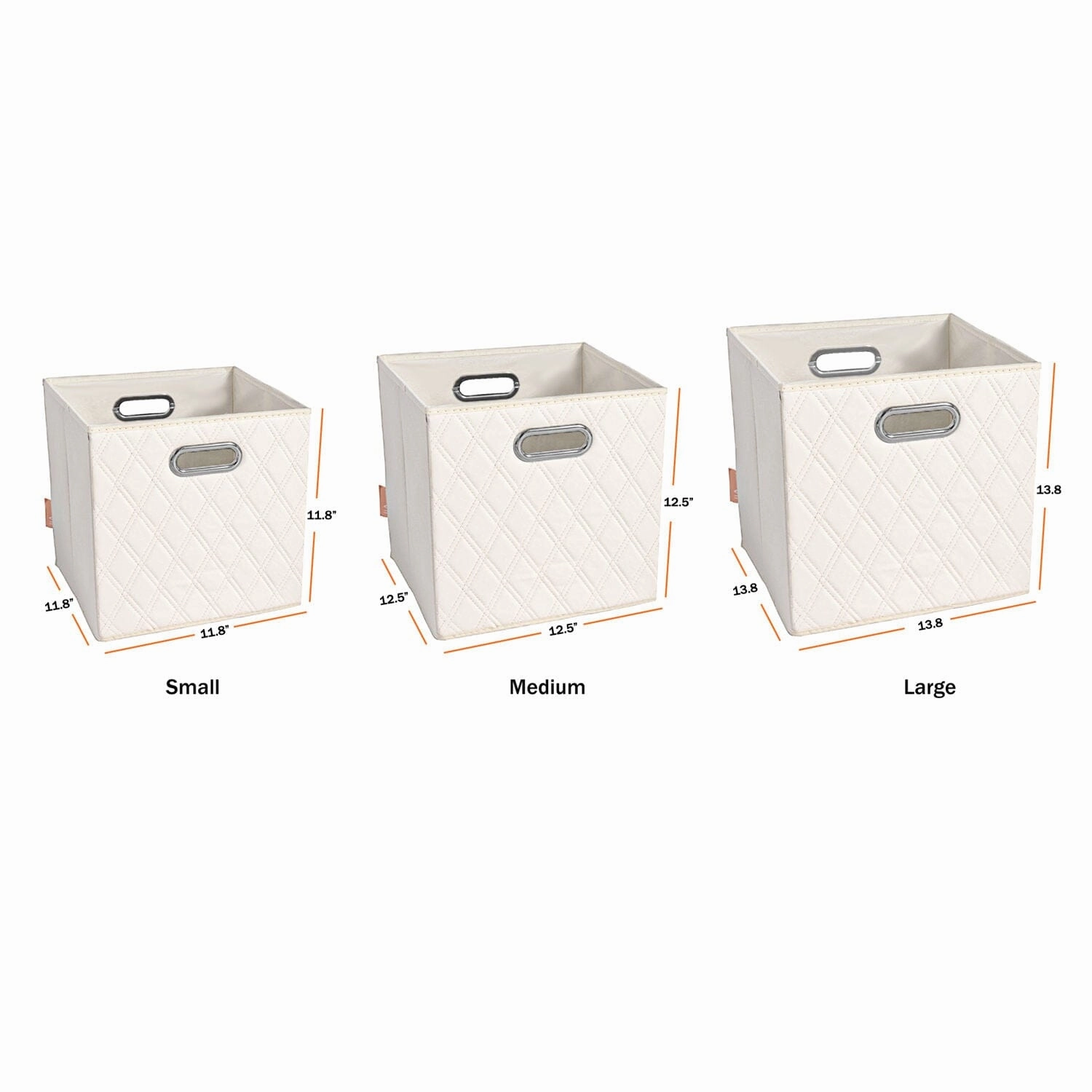 Set of 2: 11-13" Foldable Diamond Patterned Faux Leather Storage Cube Bins