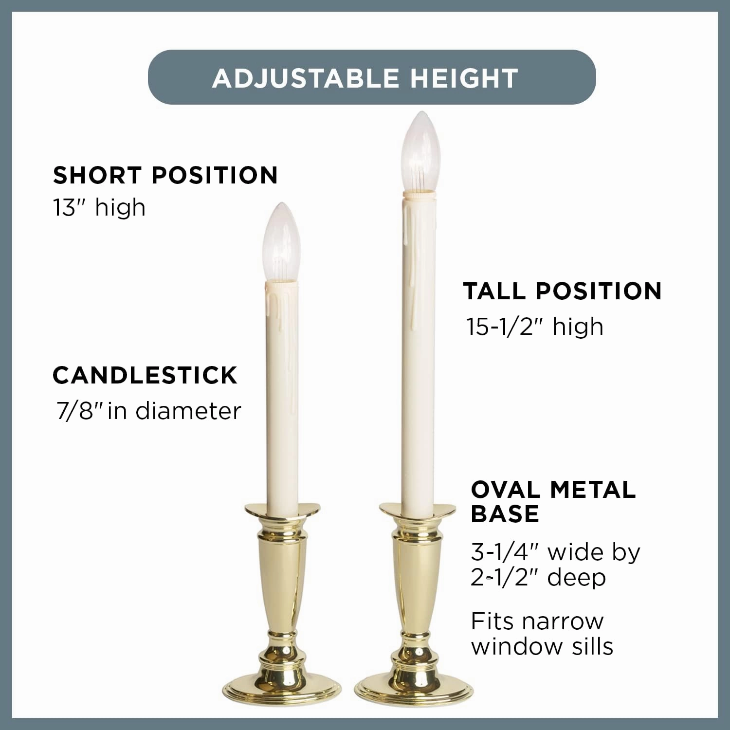 Set of 4 Battery Operated Window Candles with Remote Control - (Brushed Silver)