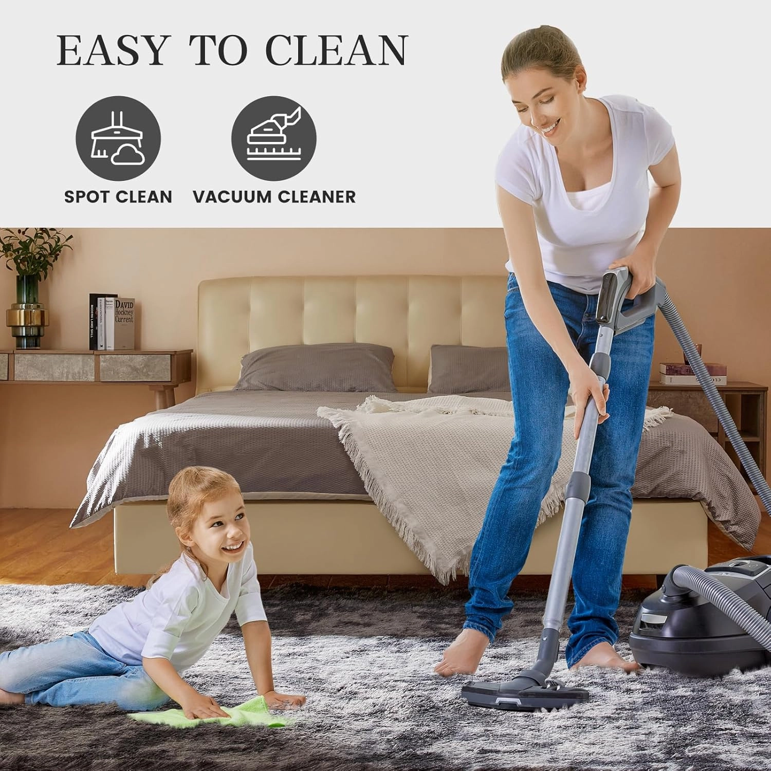 Shag Area Rugs for Living Room 5x7 Feet, Upgrade Anti-Skid Rectangular Cozy Rug, Indoor Floor Carpet for Kids Boys Girls Dorm Bedroom Playroom, Home Decor Aesthetic, Tie-Dyed Dark Gray