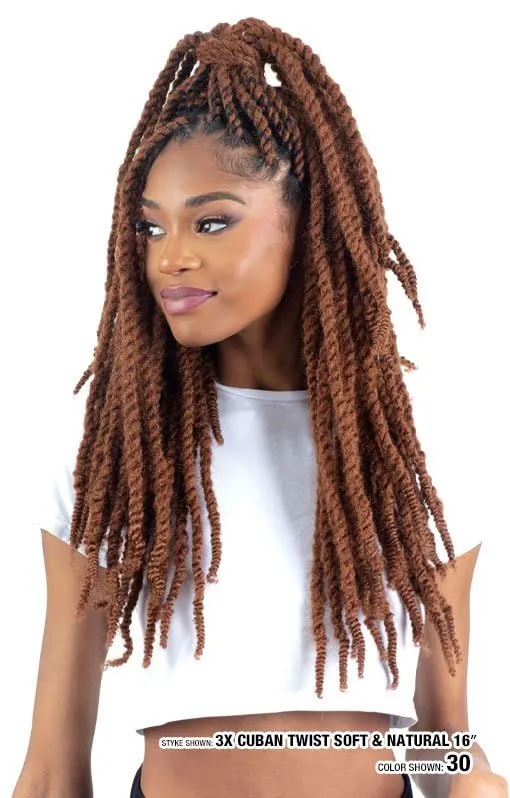 SHAKE-N-GO 3x Cuban Twist Soft & Natural 22" (1-PACK) (GINGER)