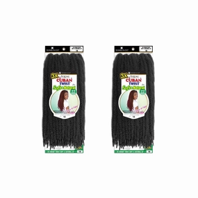 SHAKE-N-GO 3x Cuban Twist Soft & Natural 22" (2-PACK) (JET BLACK 1)