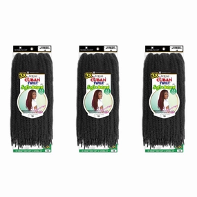SHAKE-N-GO 3x Cuban Twist Soft & Natural 22" (3-PACK) (JET BLACK 1)